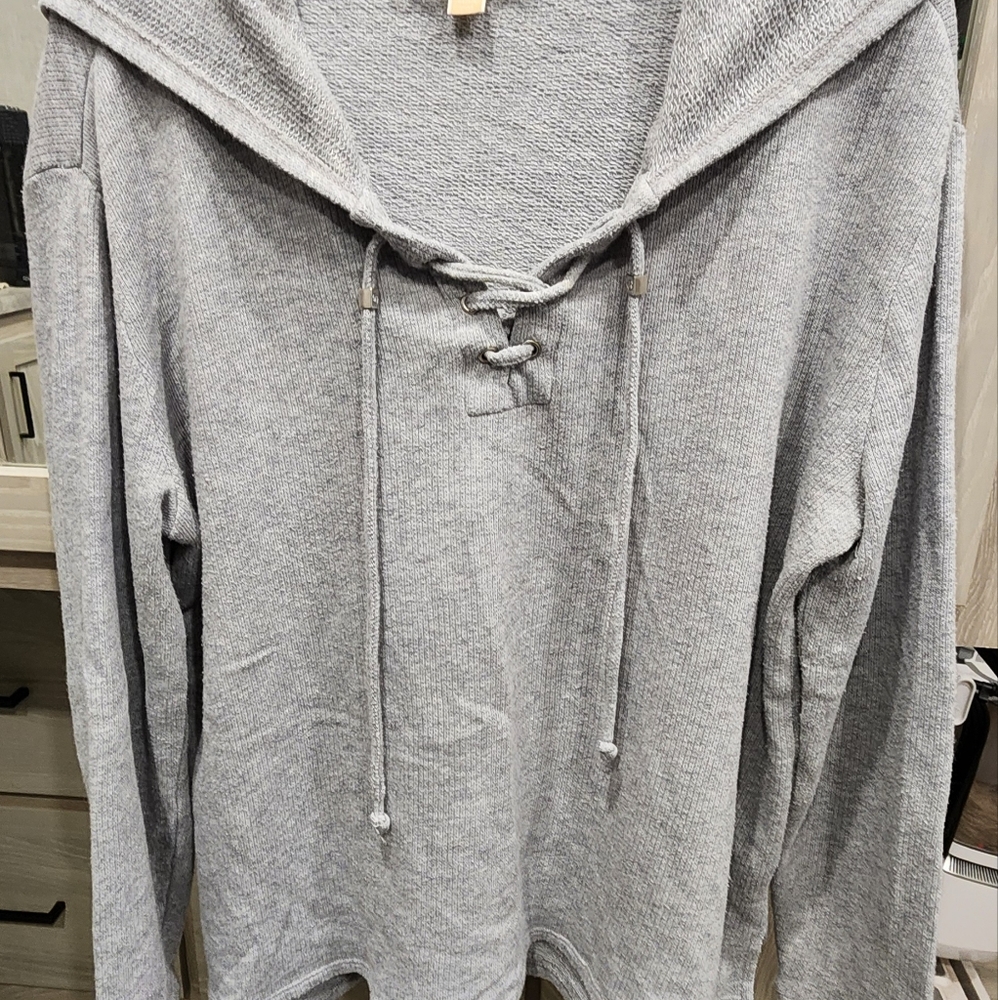 Michael Kors pullover knit hoodie size XL color Gray